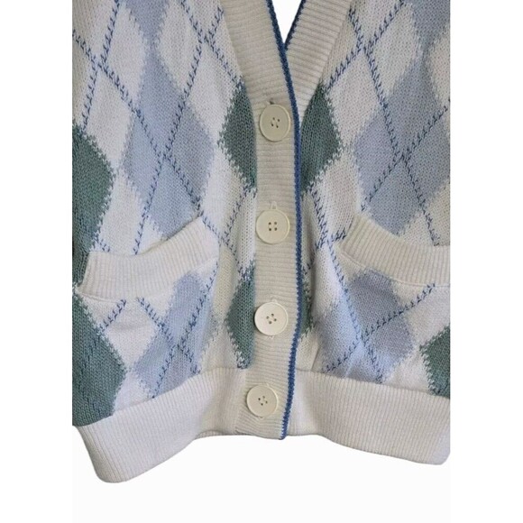 Vintage Mondi Cardigan Women's 34 US 6 Cream Argoyle Button Front Cotton Crop - Picture 4 of 7